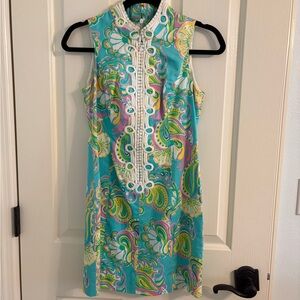 LILLY PULITZER Alexa Shift Dress, Shorely Blue Double Trouble Sz 0 EUC